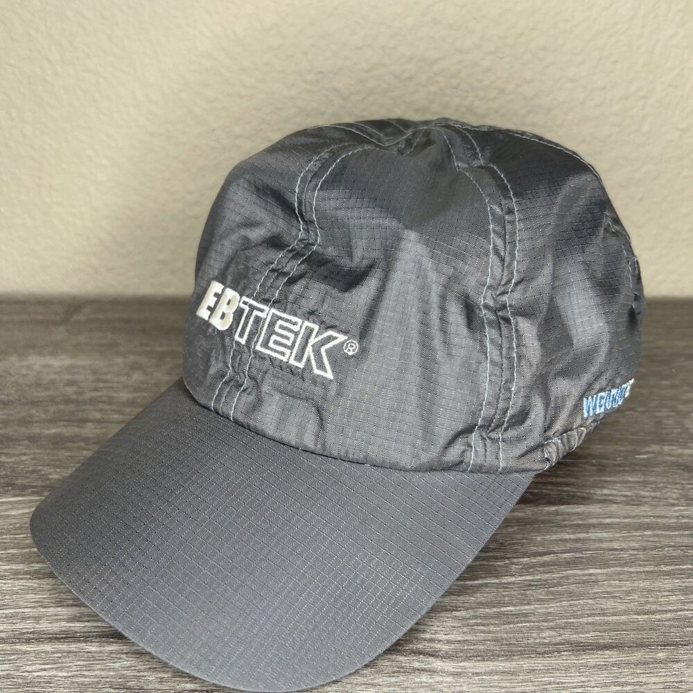 Vintage Eddie Bauer EBTEK Weatheredge Nylon Hat Gray Ripstop Cinch Cord